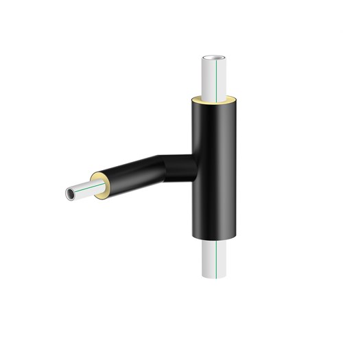 ISO Fiber-Light T-rør med svingt avstikker, SDR 17,6 hvitt med grønn stripe,  ferdig isolert.
